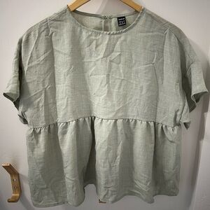 SHEIN Mint Green Peplum Babydoll Blouse